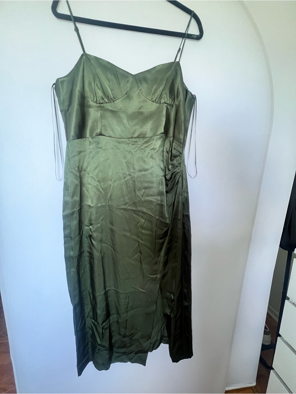 Slit Satin Effect Dress